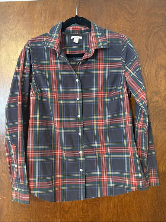 J. Crew Tops - J. Crew Navy Plaid Fitted Button-Down Shirt